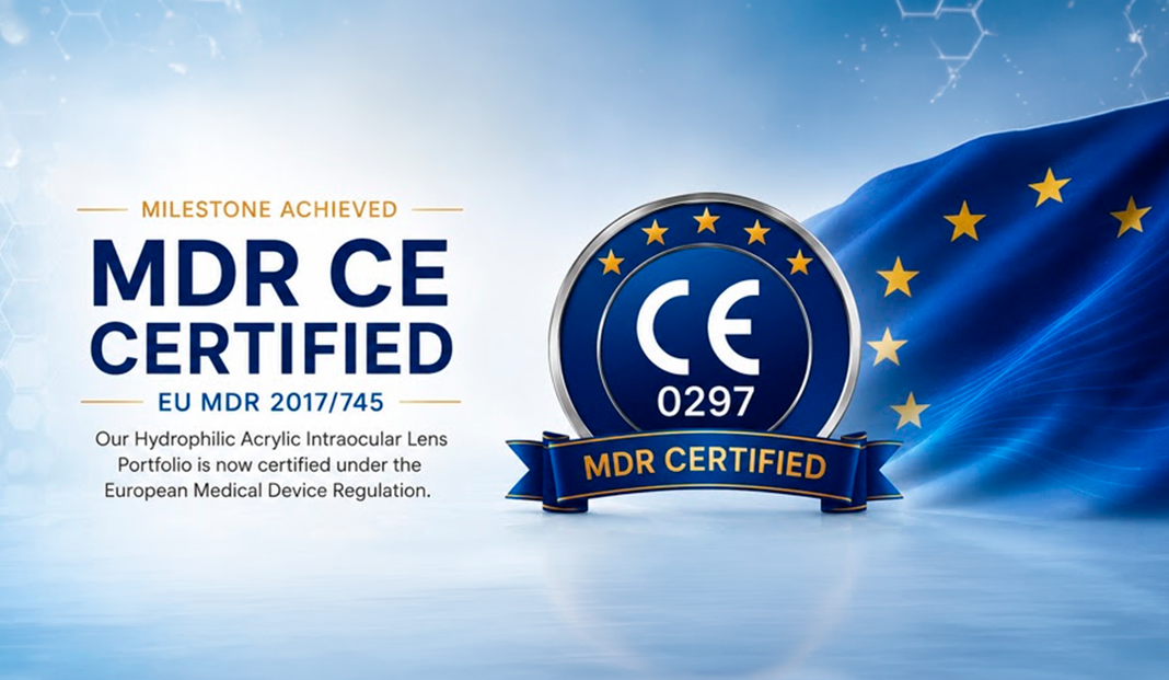 Milestone achieved: MDR CE Certified badge with a blue ribbon and EU stars on a blue background.